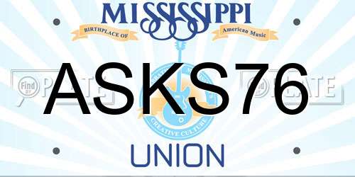 ASKS76 Mississippi License Plate