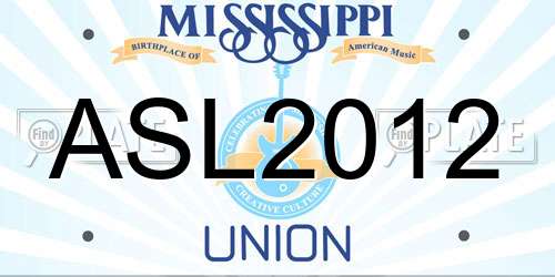 ASL2012 Mississippi License Plate