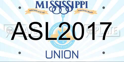 ASL2017 Mississippi License Plate