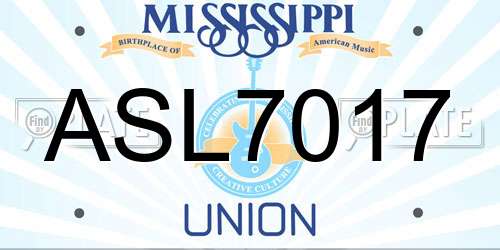 ASL7017 Mississippi License Plate