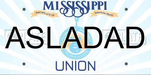 ASLADAD Mississippi License Plate