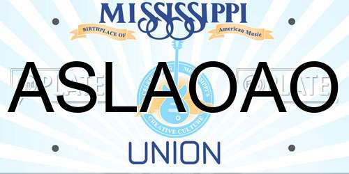 ASLAOAO Mississippi License Plate