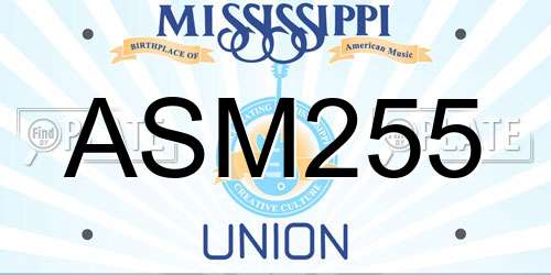 ASM255 Mississippi License Plate