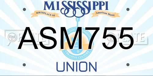 ASM755 Mississippi License Plate