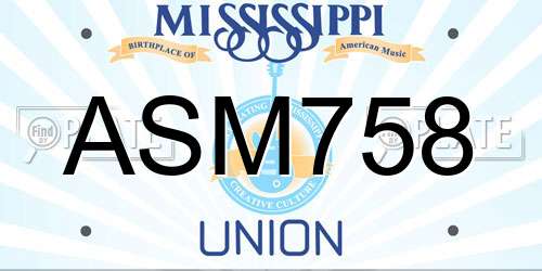 ASM758 Mississippi License Plate
