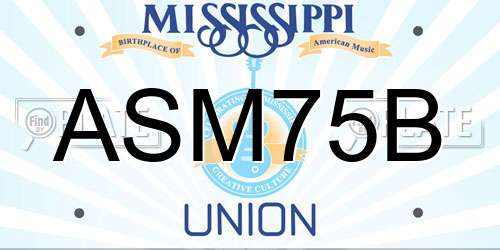 ASM75B Mississippi License Plate