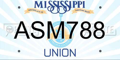 ASM788 Mississippi License Plate