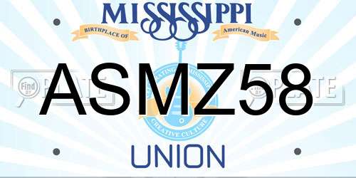 ASMZ58 Mississippi License Plate