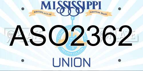 ASO2362 Mississippi License Plate