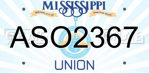 ASO2367 Mississippi License Plate