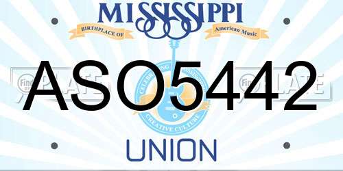 ASO5442 Mississippi License Plate