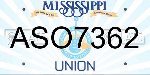 ASO7362 Mississippi License Plate