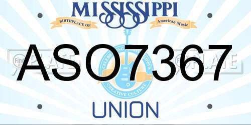 ASO7367 Mississippi License Plate