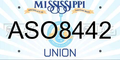 ASO8442 Mississippi License Plate