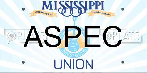 ASPEC Mississippi License Plate