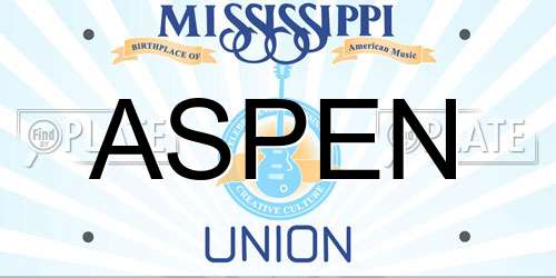 ASPEN Mississippi License Plate
