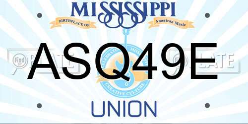 ASQ49E Mississippi License Plate