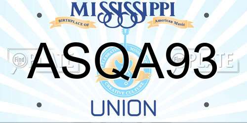 ASQA93 Mississippi License Plate