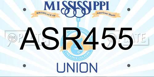 ASR455 Mississippi License Plate