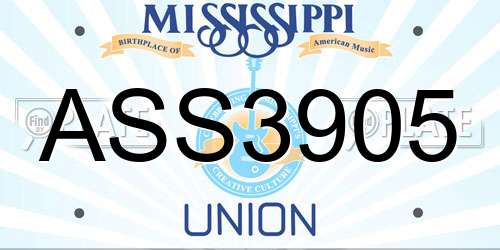 ASS3905 Mississippi License Plate