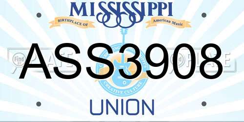 ASS3908 Mississippi License Plate