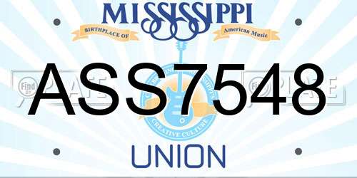 ASS7548 Mississippi License Plate