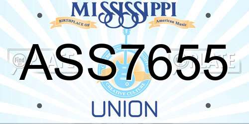 ASS7655 Mississippi License Plate