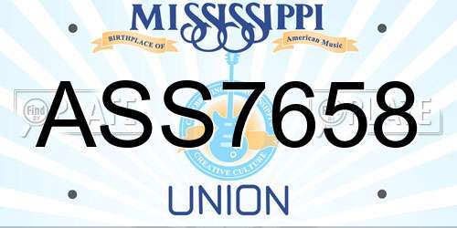 ASS7658 Mississippi License Plate