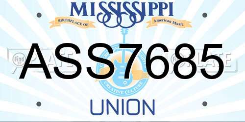ASS7685 Mississippi License Plate