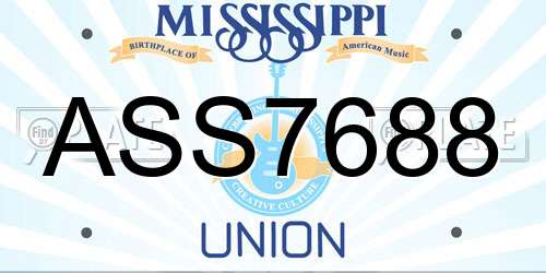 ASS7688 Mississippi License Plate