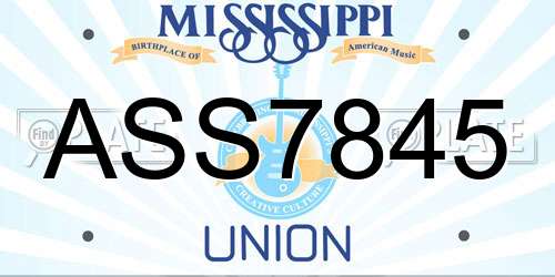 ASS7845 Mississippi License Plate