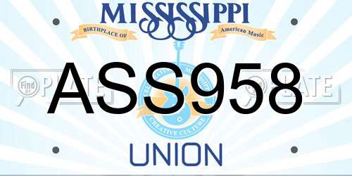 ASS958 Mississippi License Plate