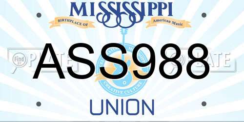 ASS988 Mississippi License Plate