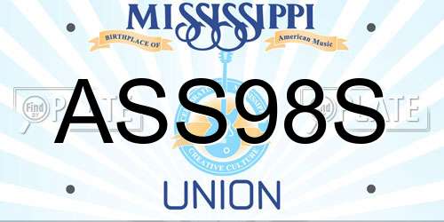 ASS98S Mississippi License Plate