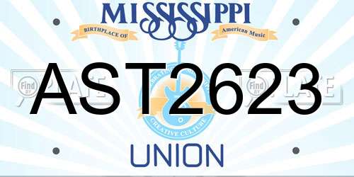 AST2623 Mississippi License Plate