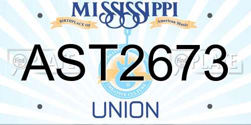 AST2673 Mississippi License Plate