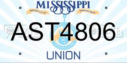 AST4806 Mississippi License Plate
