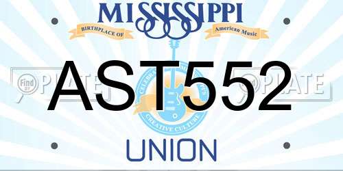 AST552 Mississippi License Plate
