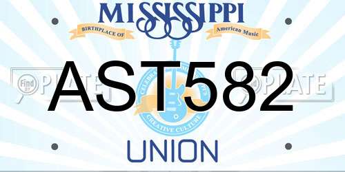 AST582 Mississippi License Plate