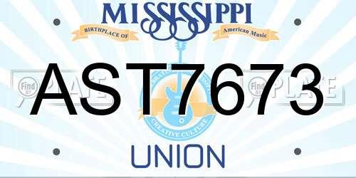 AST7673 Mississippi License Plate