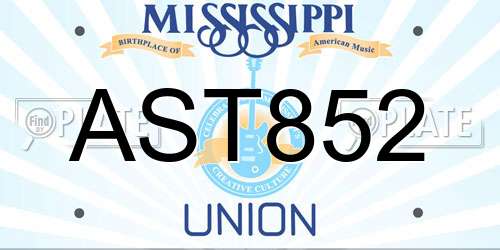 AST852 Mississippi License Plate