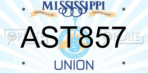 AST857 Mississippi License Plate
