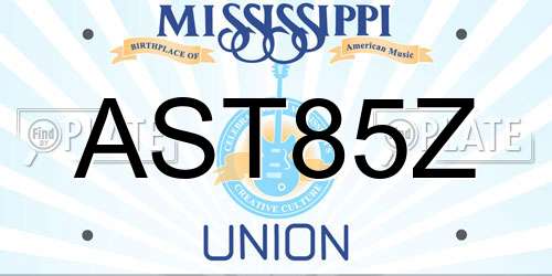 AST85Z Mississippi License Plate