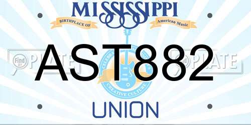 AST882 Mississippi License Plate