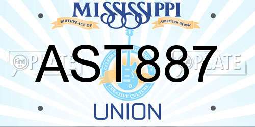 AST887 Mississippi License Plate