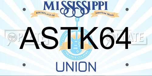 ASTK64 Mississippi License Plate