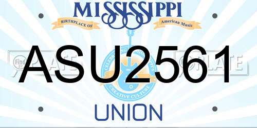 ASU2561 Mississippi License Plate