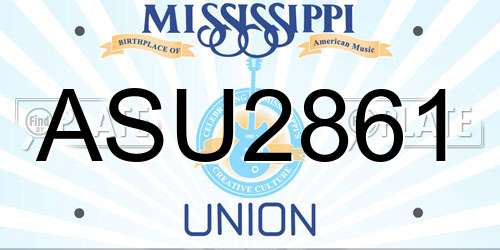 ASU2861 Mississippi License Plate