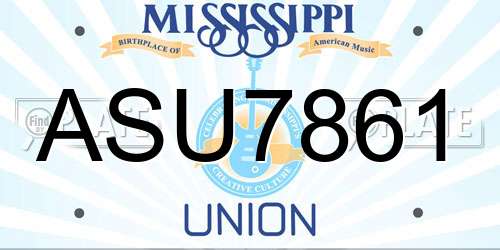 ASU7861 Mississippi License Plate