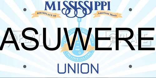 ASUWERE Mississippi License Plate
